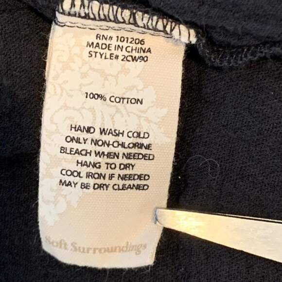 Soft Surroundings M Black Jacinda BOHO Layer Gauze Top Split Flutter Sleeve 34E - Picture 8 of 9